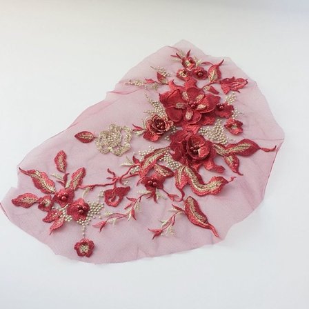 Brudekjole Trim Broderi Tyll Applikasjon Perle VINRØD