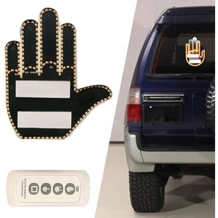 Midtfinger-billys med fjernkontroll, Glo Hand Gesture Light, Road Rage Light Up Hand for bilvindu, Hand Gesture Light Menn
