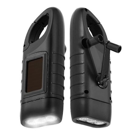 2-Pack - Dynamoficklampa med Solceller - Dynamo Ficklampa