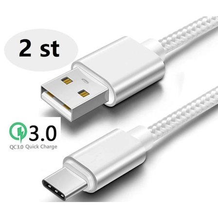 2 stk. 2m USB-C farvede kabler i topkvalitet | sølv