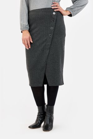 BRANDTEX - Nederdel - Grå Melleret - Nålestribet