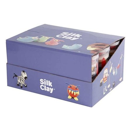 Sæt med 12 Silk Clay modellervoks - Basisfarver og neonlys