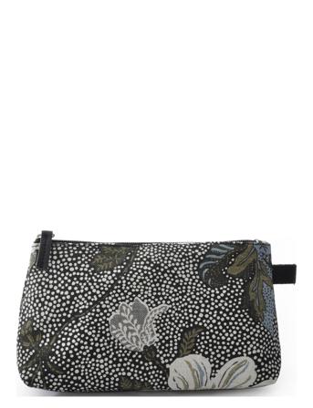 Cosmetic S Black Flower Linen Necessär Multi/patterned Ceannis