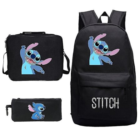 3pcs/set Lilo & Stitch School Bag Anime Printed Satchel Backpack With Pencil Bag Lunch Bag