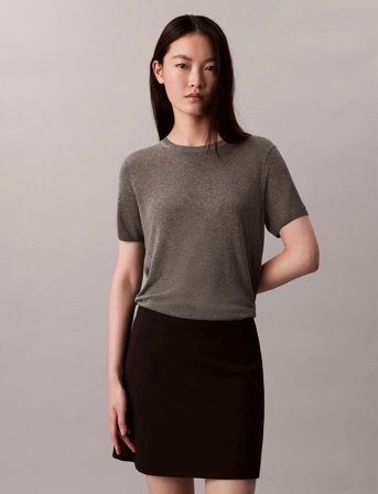 Calvin Klein Fine Gauge Viscose Short Sleeve - Grey - XS