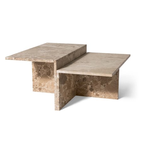 Velasca sofabordssæt i Latte Marmor, 90x90x42/34cm - Elegant Sofabordssæt i holdbart marmor materiale - Perfekt til stuen