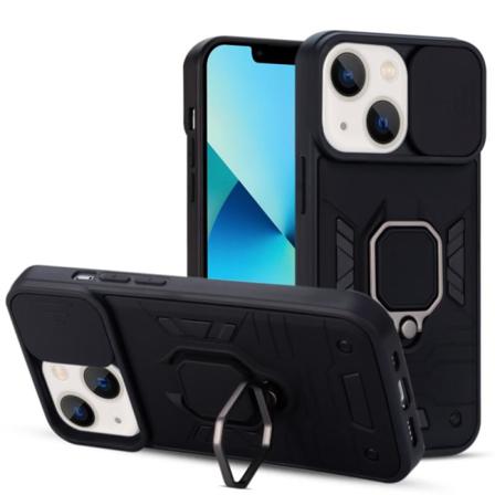 Iphone 13 Stöttåligt Skal Med Ringhållare Camshield V2 Svart