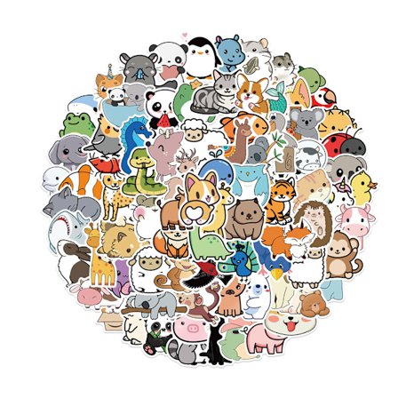 100 fargerike dyreklistremerker, søt og vakker klistremerkepakke, egnet for scrapbooking, kunst og håndverk, MacBook, skateboards, bagasje, etc.