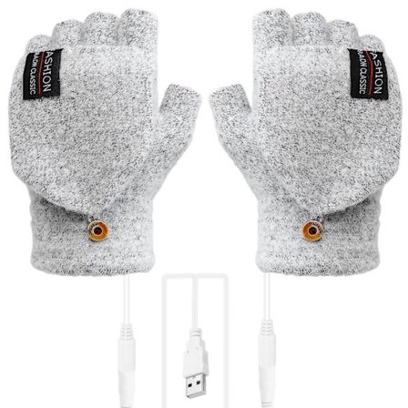 Vantar Herrar Handvärmare Uppladdningsbara Handskar Uppvärmda Halvfingerhandskar USB-värmehandskar