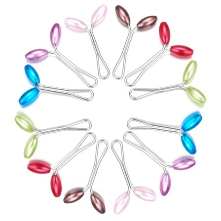 12 stk Multifarve ovale perleperler muslimsk hijab-tørklæde Metal U-clips Islamisk tørklæde sjal Etnisk Abaya Safey brochenål