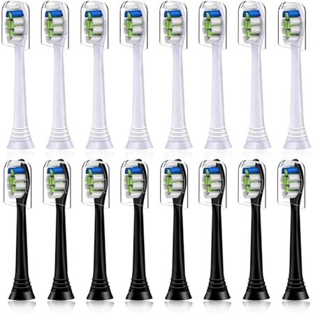 16-pack Ersättningsborsthuvuden Kompatibla med Philips eltandborste. 8 st Vita och 8 st Svarta