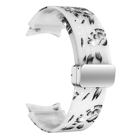 Samsung Galaxy Watch 5 (44mm) / (40mm) / 4 (44mm) / (40mm) mönstrat klockarmband i silikon - Genomskinliga Grå Blommor