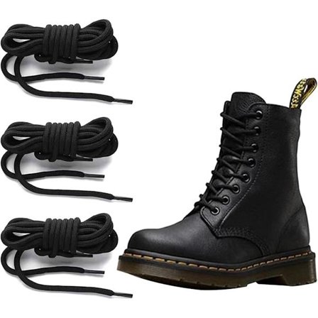 Elastiske skolisser - 3 par runde skolisser - ca. 4 mm i diameter - Skolisser 120 cm svarte elastiske skolisser - Svart med svart lukking