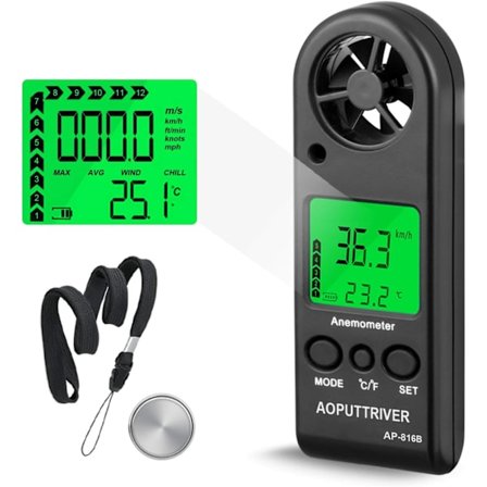 Handhållen digital anemometer för mätning av vindhastighet, mätning av w