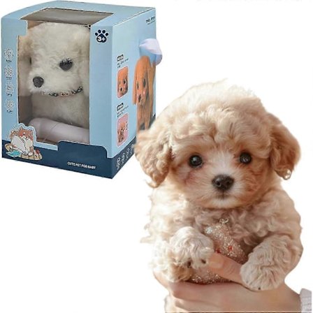 Min Realistiske Robotvalp, Mini Interaktivt Kosedyr Plysj Leketøy Barn Søt Myk Robot Hund Kan Gå Og Bjeffe - HZ