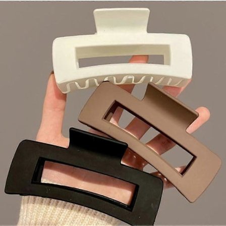 Jumbo Hårklemme 10 cm Mat Firkantet til Tykt Hår, Sikkert Hold Stor Klemme til Kvinder