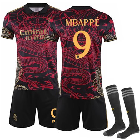 Gos- Real Madrid Dragon Rød og Svart Fotballdrakt Special Commemorative Edition 9 MBAPPE #24