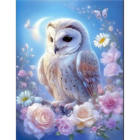 30x40cm, Timanttimaalaussetti Pöllö 5d timanttimaalattu strassinen e