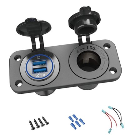 Sort 12V USB-udtag Quick Charge 3.0 Cigarettænder til 12V/24V Bil Quick Charge 3.0 USB-oplader Strømudtag