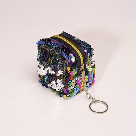 Paljettpåse med myntplånbok med blixtlås MULTICOLOR