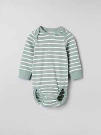 Polarn O. Pyret - Striped bodysuit with envelope neckline - 50 - Childrenswear - grey