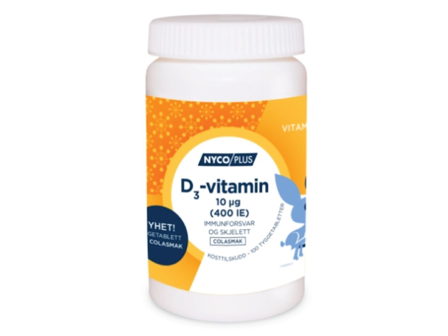 Nycoplus D-vitamin 10 μg med colasmak, 100 stk.