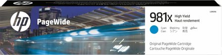 HP 981X, cyan PageWide-originalpatron med hög kapacitet, 889296095255