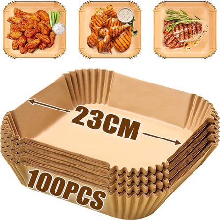 Airfryer papir - naturlig farge - firkantet 20*20cm høy 4,5cm 100stk/b