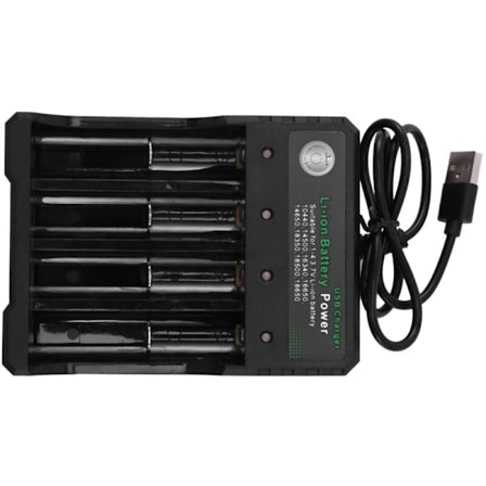 4-sporers Ladbar Batterilader Li-Ion USB Smart for 18350 18500 18650 Aaa