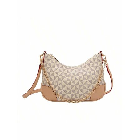 Handväska i läder för kvinnor, axelväska för kvinnor, crossbody-väska för kvinnor, axelväska med armhåla med förlängd justerbar axelrem - beige