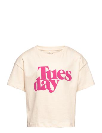 Nkfbal Ss Loose Short Top Box T-shirts Short-sleeved Creme Name It*Betinget Tilbud