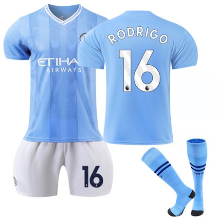Black Friday-tilbud – Spar stort! 23-24 Manchester City Hjemmedrakt Barn Fotballsett Nr. 16 Rodrigo