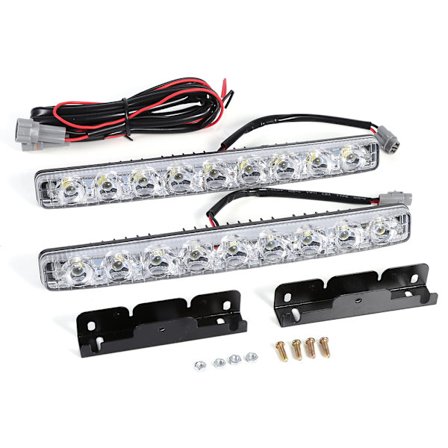 2st Vita 9 LED Lång Strip Varselljus DRL Bil Dimma Dag Körlampa