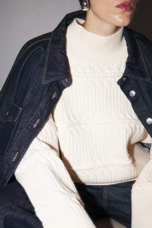 NA-KD Pull en maille torsadée à col roulé - Tricot épais - OffBlanc - XL (EU 46)