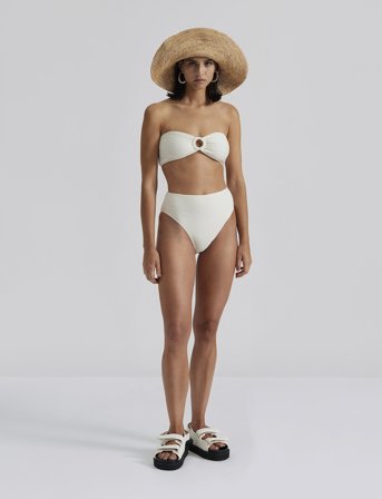 Malina Lisa High Rise Bikini Bottoms - Cream - XL