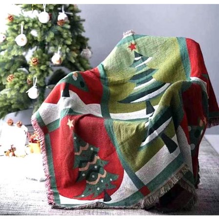Julefilt Sofatæppe Kvaster Overkast 100% Bomuld Letvægts Stol Sofa Senge Overkast Egnet til Hjem Hyggeligt Strikket Tæppe Egnet til Vinter_tfrf