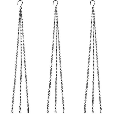 Sunrain Hengekurv Kjede, 3 Sett Metall Plantehengekjeder med Klemmer Kompatible med Blomsterpotter, Plantekasser