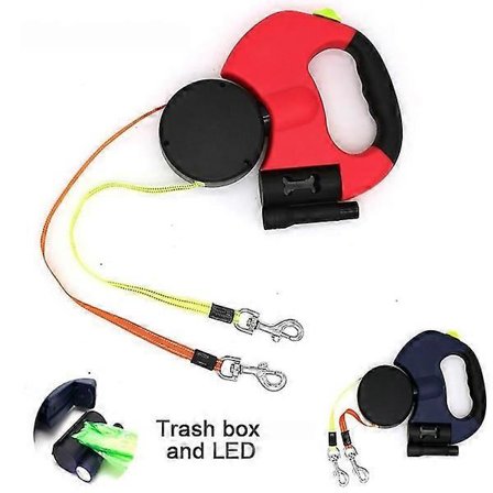 Uttrekkbart dobbelbånd for kjæledyr med lett bærbar vridning rød