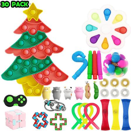 Adventskalender 30 Pack Fidget Toy Set Pop It Sensory Toy För X Multifärg