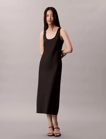 Calvin Klein Matte Shine Satin Hero Slip Dres - Black - XXL