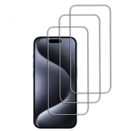 3-Pack - iPhone 15 Pro Skärmskydd i Härdat Glas