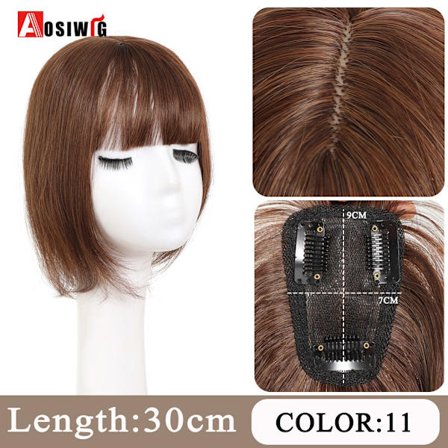 Synteettinen pitkä suora Topper peruukkikiinnike hiustenpidennyksissä Luonnollinen pörröinen pään toppi tekohiuspala Bang Clipilla Musta Ruskea