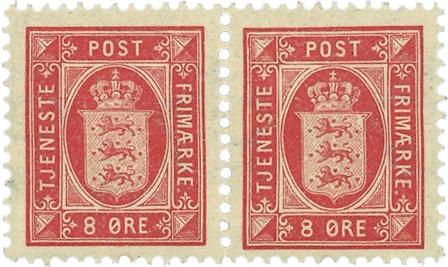 Danmark 1875 - Tjenestemærke AFA 6 - Par - Postfrisk