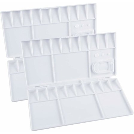 2-pack hopfällbara paletter, 25-brunns rektangulär plastpalett, bärbar blandningspalett med tumgrepp
