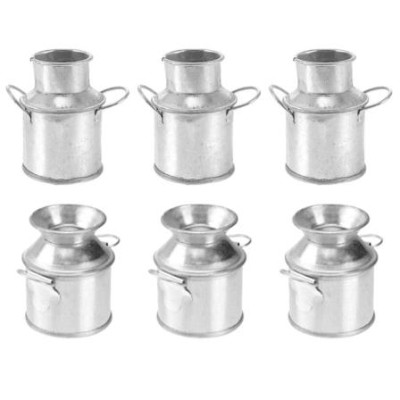 6 st Mini Blomkrukor Miniatyr Mjölkkanna Kan Vas Dockhus Vasar Mikrolandskaps DekorationSilver4.5X4X3CM Silver 4.5X4X3CM