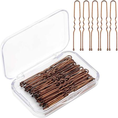 100 stk U-formede hårnåler Kit Hårklemmer Sikker Hold Hårklemmer for Kvinner Jenter og Frisørsalong (Brun) 5cm [DB]