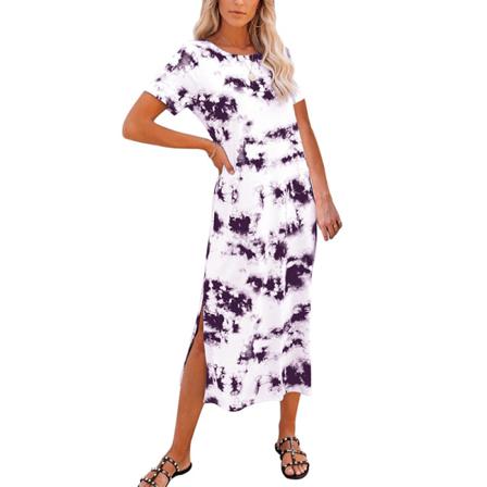 Kvinnor Färg Sömmar Sundress Kortärmad T-shirt Klänning