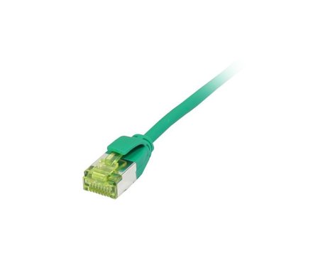 SYNERGY Patchkabel RJ45, CAT6A 500Mhz, 7,5m, grün, U/FTP, slimline rund d=3,8mm, TPE/LSZH(Superflex), AWG32, mit CAT7 Rohkabel, Synergy 21
