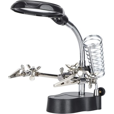 3,5X 12X LED-ljus Hjälpande händer Förstoringsglas Lödstation, Mag