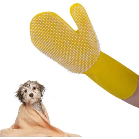 Pet Dusj Hanske, Pet Badehansker, Hundepleiebørste, Vanntett Gummibadebørste med Lang Erme, for Hund og Katter med Kort til Langt Hår
